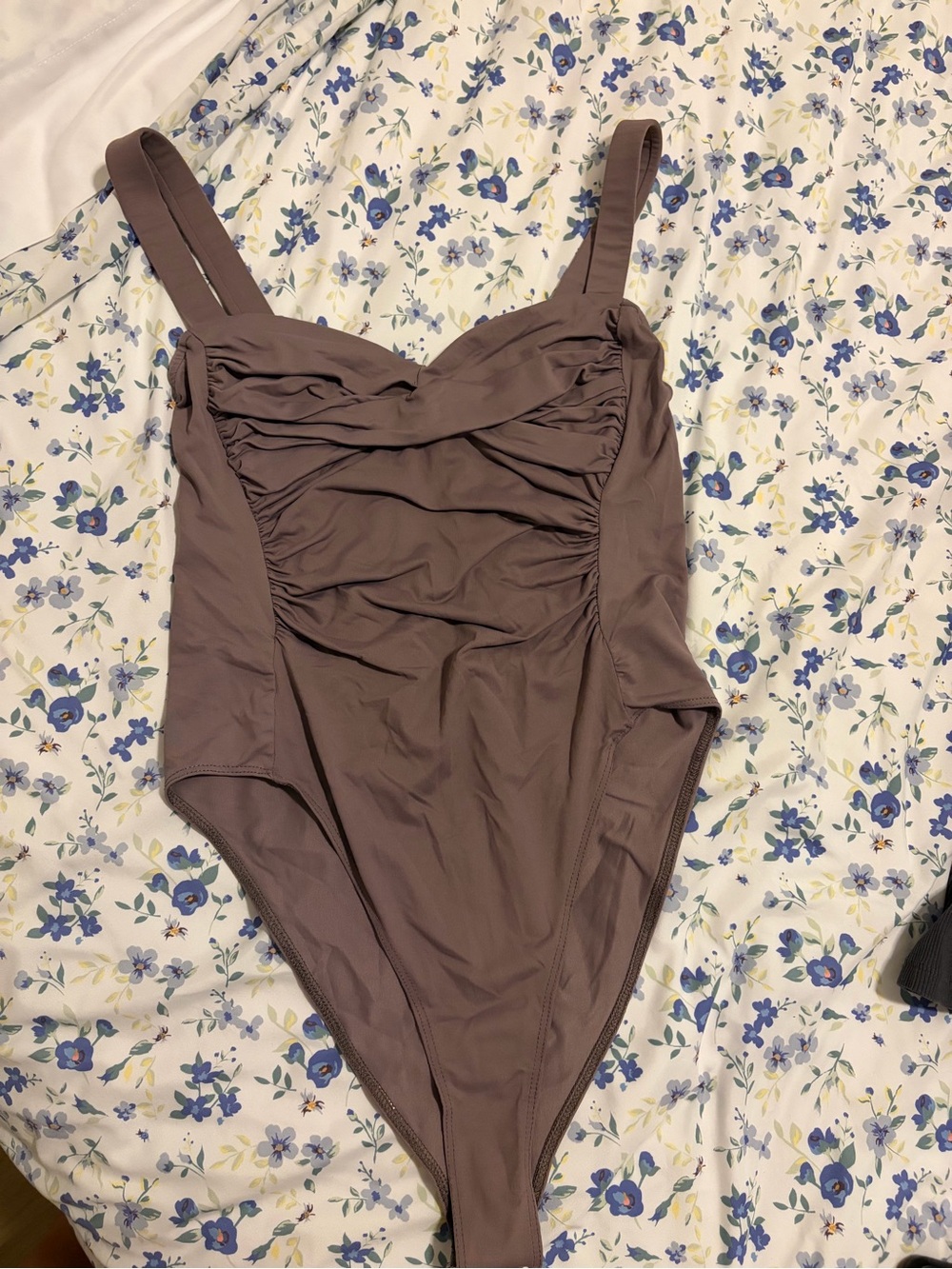 Zara Ruched One-Piece Bodysuit in Mauve